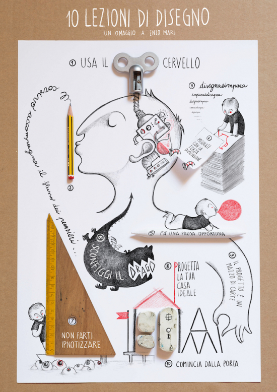 © Marianna Balducci   10 lezioni di disegno - Un omaggio a Enzo Maridisegno a matita e digitale su fotografia