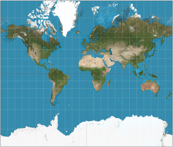 Mercator projection of the Earth, Daniel R. Strebe 2011