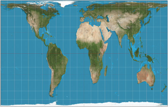 Gall-Peters projection of the Earth, Daniel R. Strebe 2011