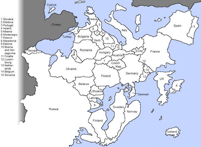 Reversed map of Europe, Tyrannus Mundi 2012